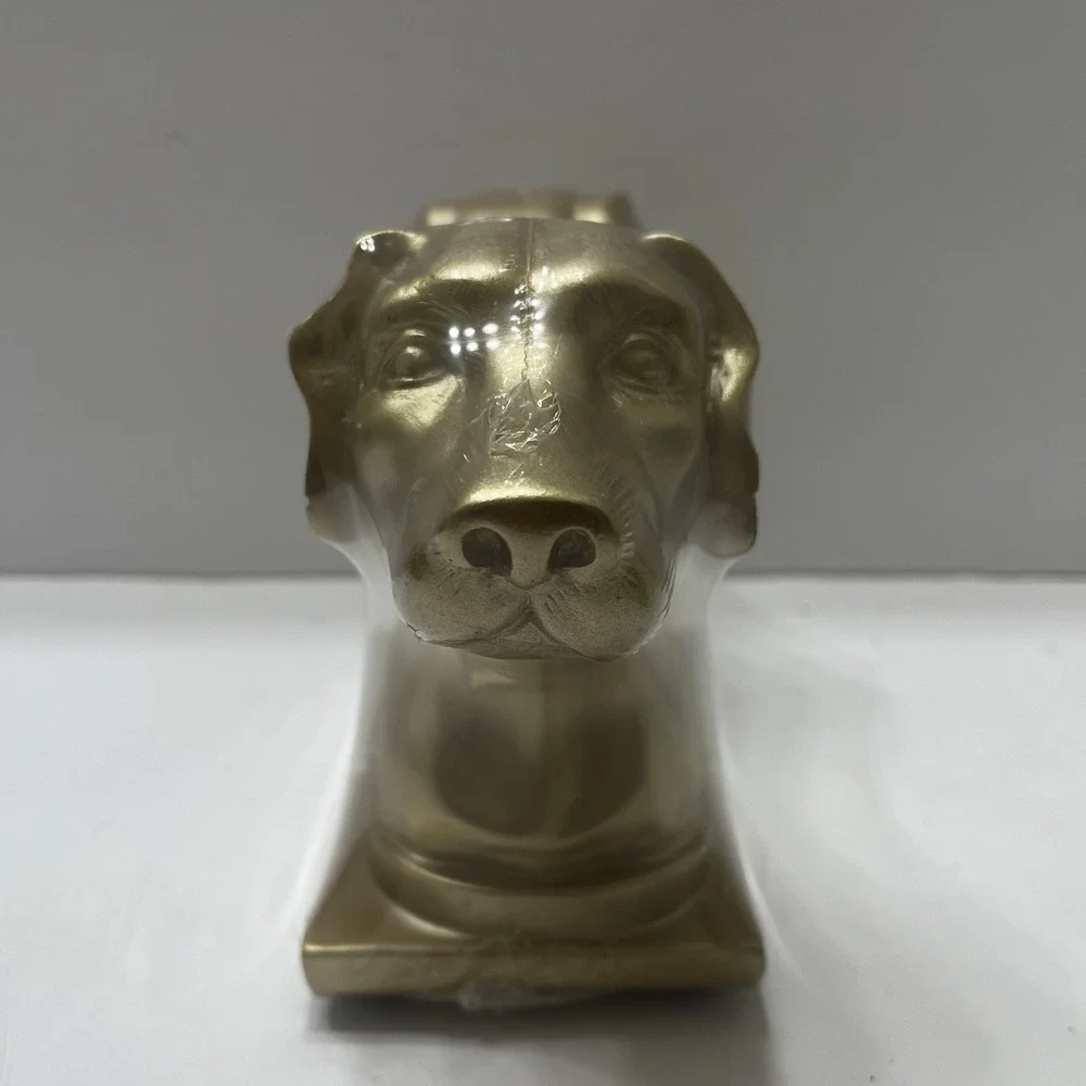 Goldtone Dog Head Bookends Resin 6.25x5